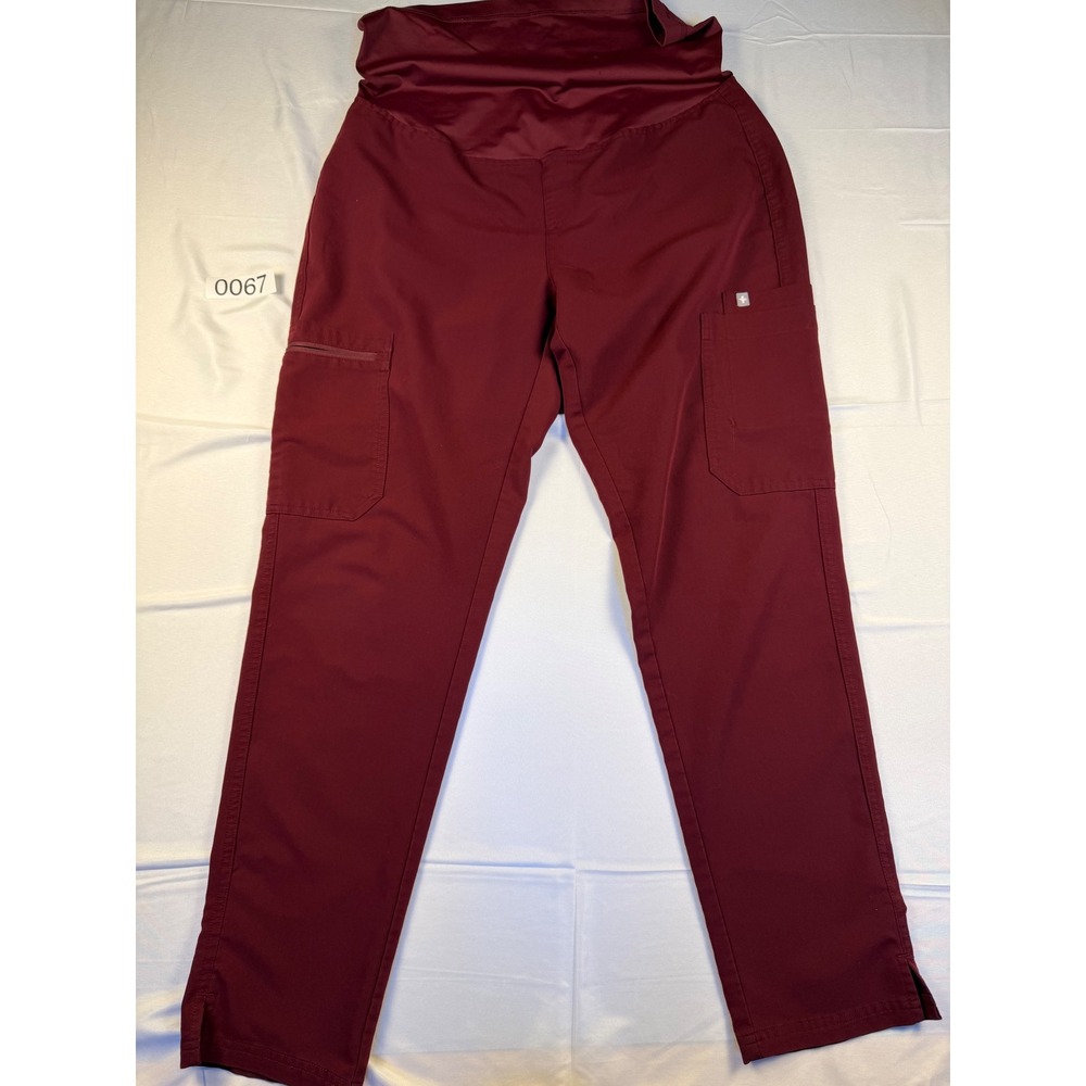 FIGS Technical Collection Maternity Scrub Pants Burgundy Medium Cargo W219W2035